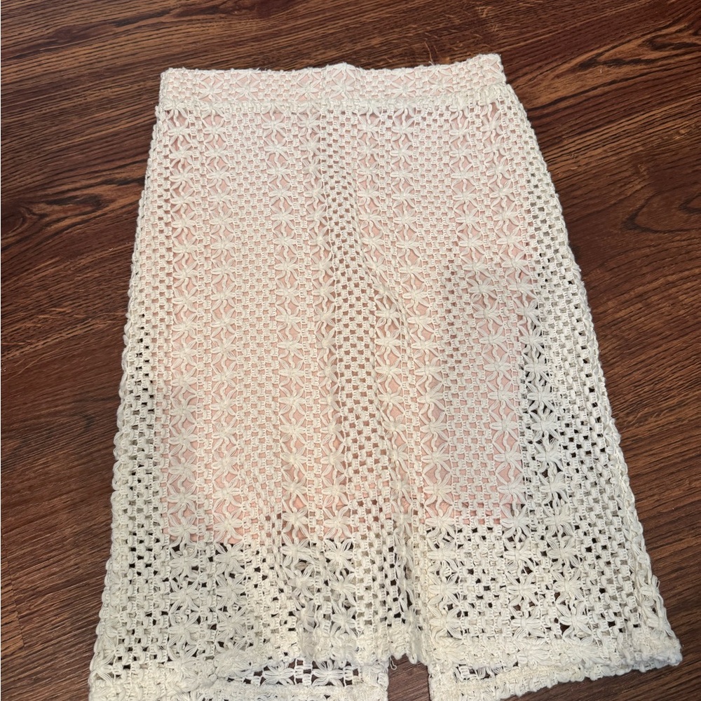 Free People Cream Crochet Skirt